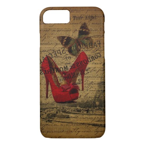 Paris eiffel tower fashionista red stilettos iPhone 87 case