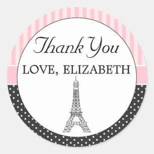 Paris Eiffel Tower Favor Label Thank You Sticker