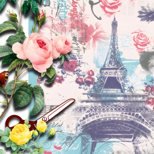 Paris Eiffel Tower Floral Tissue Paper