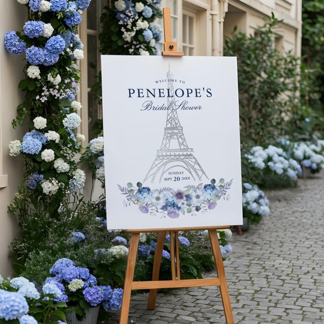Paris Eiffel Tower Florals Bridal Shower Welcome Foam Board (Paris Eiffel Tower Florals Bridal Shower Welcome Foam Board)