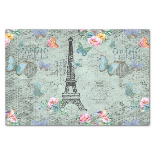 Paris_Eiffel Tower_Flower_Floral_Vintage_Roses Tissue Paper
