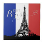 Paris Eiffel Tower France Flag Monogram Ceramic Tile<br><div class="desc">This chic ceramic tile features a black Eiffel Tower graphic with "Paris" in modern script with a name for you to personalize. The background is the red,  white and blue flag of France. Designed by world renowned artist ©Tim Coffey.</div>