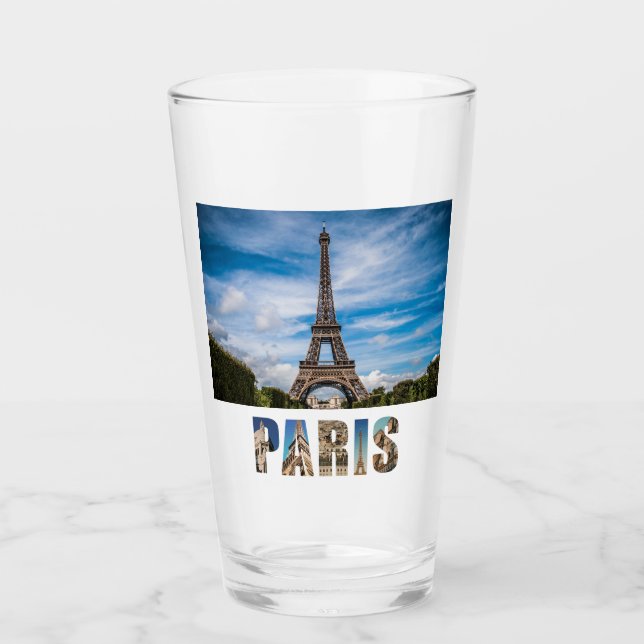 Paris Eiffel Tower France French City Beer Pint Glass (Front)