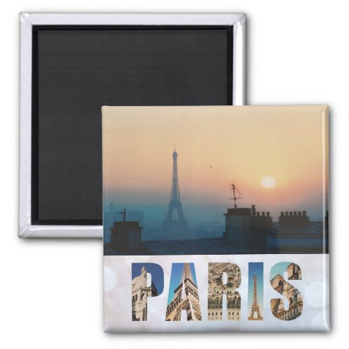 Paris Eiffel Tower France French City Sunset Photo Magnet