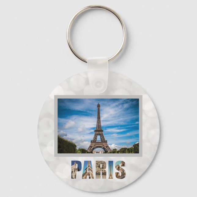 Paris Eiffel Tower France French City Travel Photo Keychain (Front)