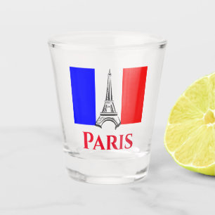 Paris Eiffel Tower France French Flag Shot Glass