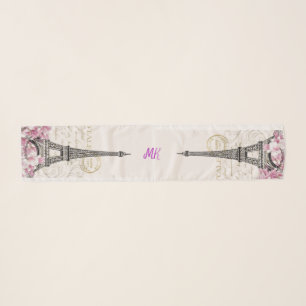 Paris Eiffel Tower France French Postal Monogram Scarf