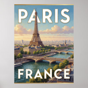Paris Eiffel Tower France Iconic Landmark Scene Poster