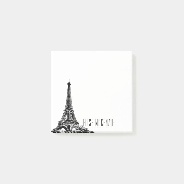 Paris Eiffel Tower France Monogram Name 3x3 Post-it Notes (Front)