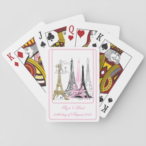 Paris Eiffel Tower France Pink  Decor Decorative  Playing Cards