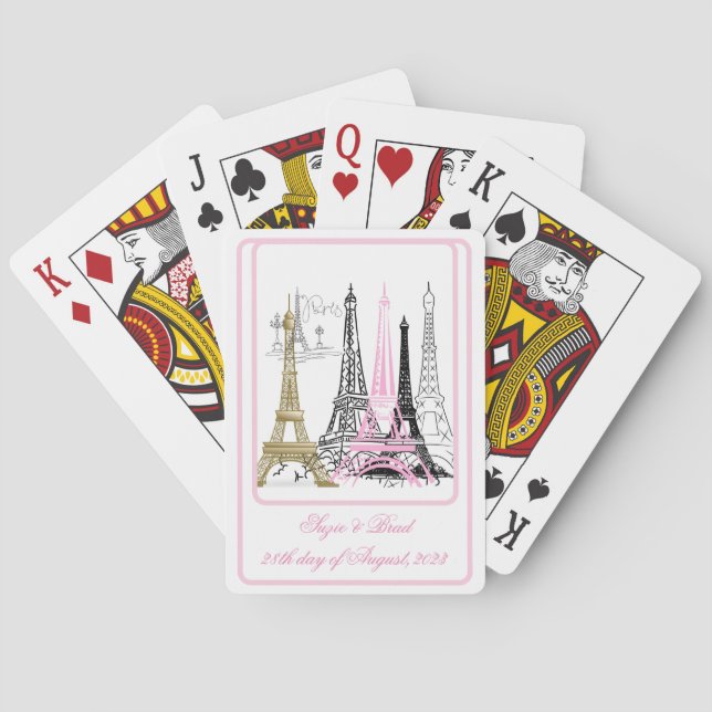 Paris Eiffel Tower France Pink  Decor Decorative  Poker Cards (Back)