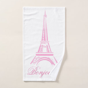 Paris Eiffel Tower France Pink Decor Hand Towel