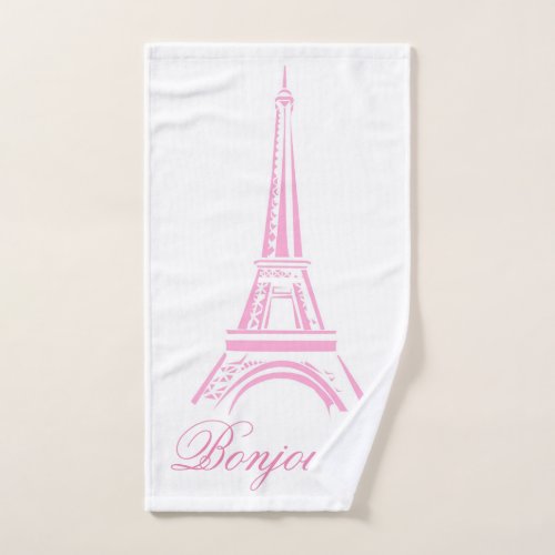 Paris Eiffel Tower France Pink  Decor  Hand Towel