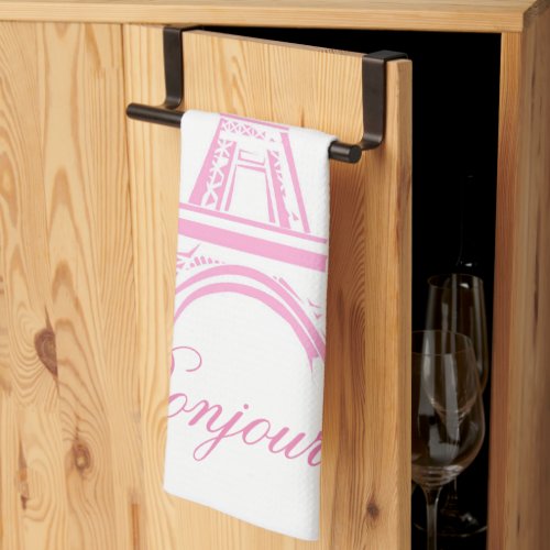Paris Eiffel Tower France Pink  Decor  Kitchen Towel