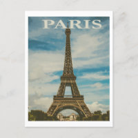 Paris Eiffel Tower France Vintage Travel Postcard