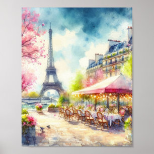 Paris Eiffel Tower France Watercolor Poster