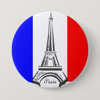 Paris Eiffel Tower French Flag Button by SjasisDesignSpace at Zazzle