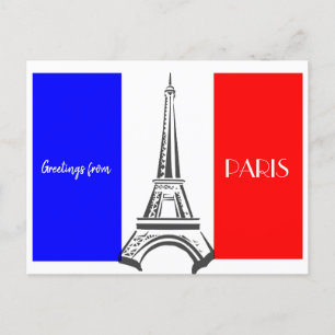 Paris Eiffel Tower French Flag Postcard