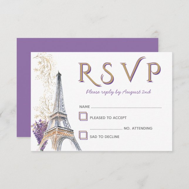 Paris Eiffel Tower French Lavender RSVP Card (Front/Back)