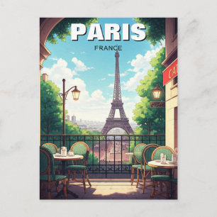 Paris Eiffel Tower from a cafe Postcard