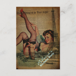 paris eiffel tower girly parisian birthday party invitation