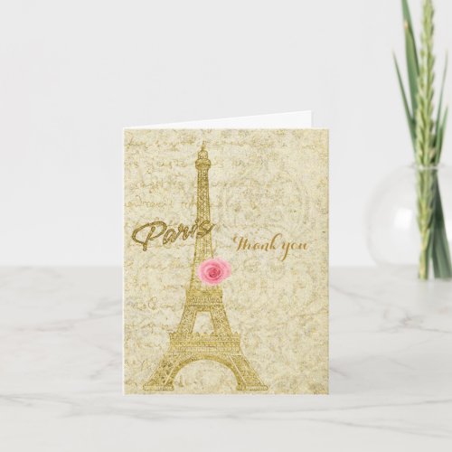 Paris Eiffel Tower Gold  Pink Glam Elegant Card