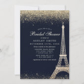 Paris Eiffel Tower Gold Sparkle Bridal Shower Invitation (Front)
