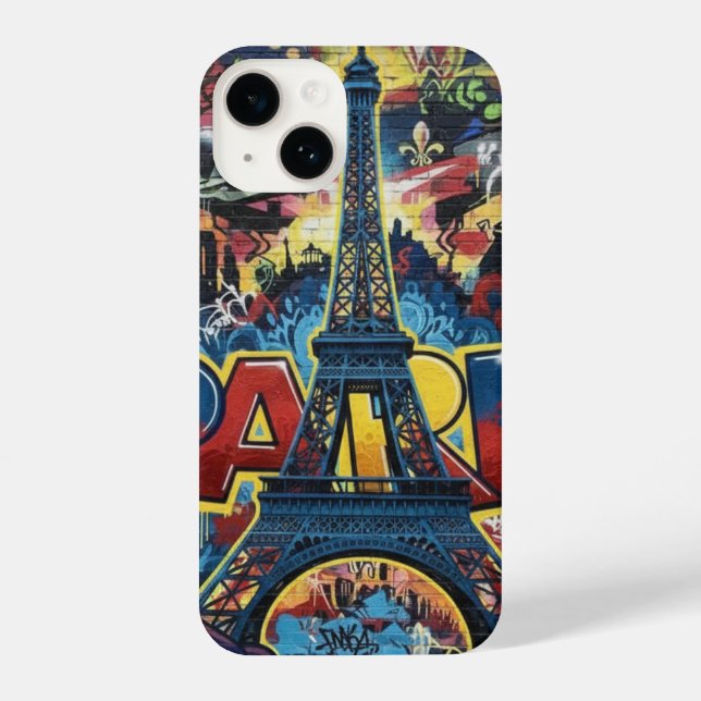Paris Eiffel Tower Graffiti Street Art iPhone Case (Back)