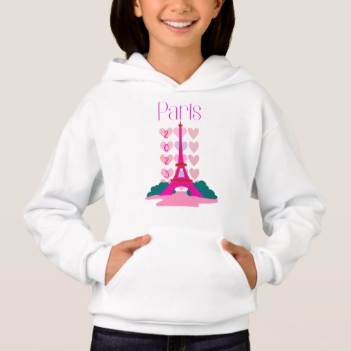 Paris Eiffel Tower hearts 20XX customise  Hoodie