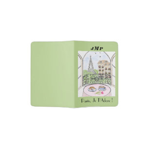 Paris Eiffel Tower I Adore You MONOGRAM Initials Passport Holder