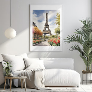 Paris Eiffel Tower Illustration Poster