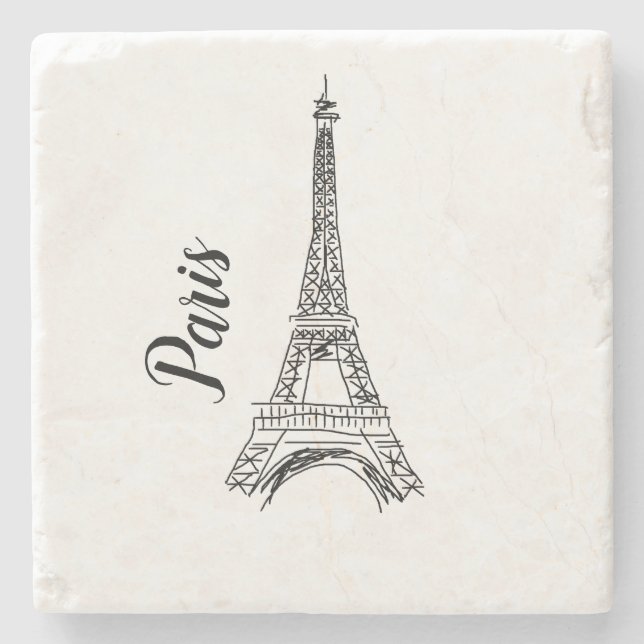 Paris Eiffel Tower Illustration Stone Coaster (Front)