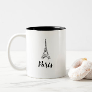 Paris Eiffel Tower Illustration Two-Tone Coffee Mug