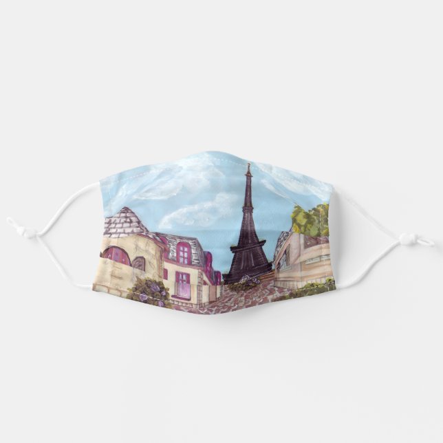 Paris Eiffel Tower inspire impressionist landscape Adult Cloth Face Mask (Front, Unfolded)