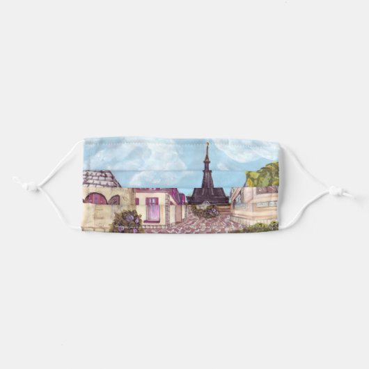 Paris Eiffel Tower inspire impressionist landscape Adult Cloth Face Mask (Front, Folded)