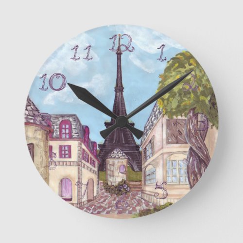 Paris Eiffel Tower inspired clock fabric numbers