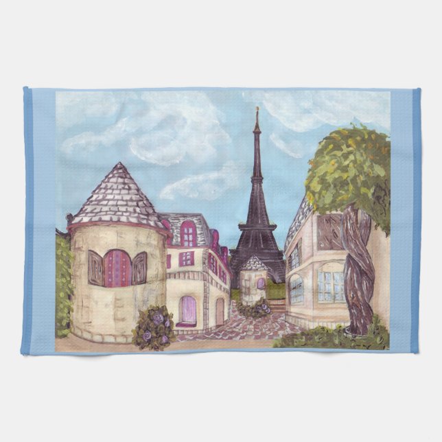 Paris Eiffel Tower inspired Kitchen Towel (Horizontal)