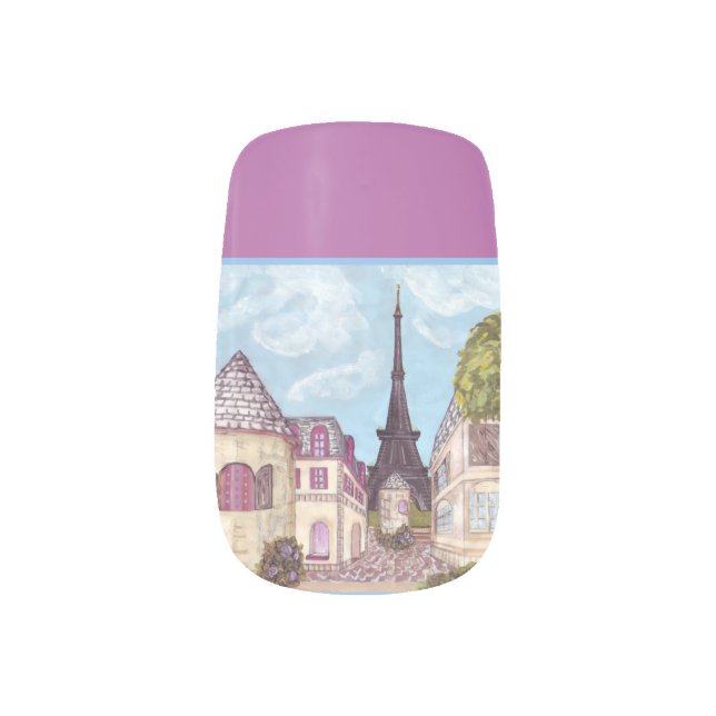 Paris Eiffel Tower inspired landscape 1 Minx Nail Art (Right Thumb)
