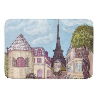 Paris Eiffel Tower inspired landscape bath mat
