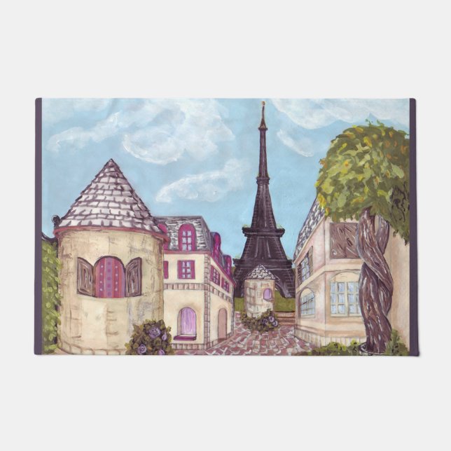 Paris Eiffel Tower inspired landscape door mat (Front)