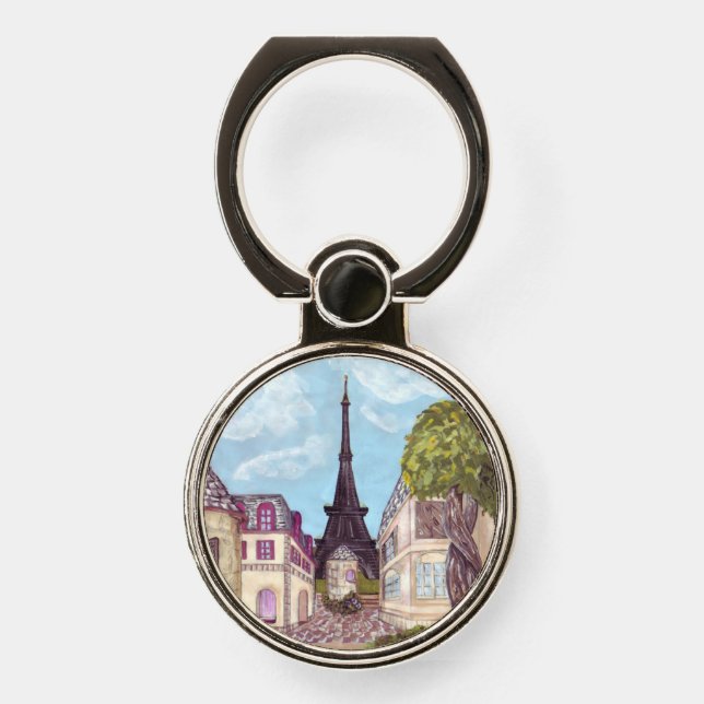 Paris Eiffel Tower inspired landscape Phone Ring Stand (Front)