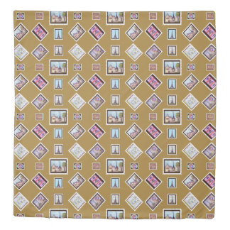 Paris Eiffel Tower inspired landscape stamp duvet Cover