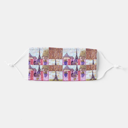 Paris Eiffel Tower inspired pointillism collage Adult Cloth Face Mask (Front, Folded)
