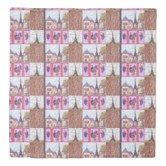 Paris Eiffel Tower inspired pointillism landscape  Duvet Cover