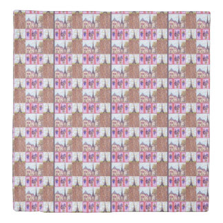 Paris Eiffel Tower inspired pointillism landscape Duvet Cover