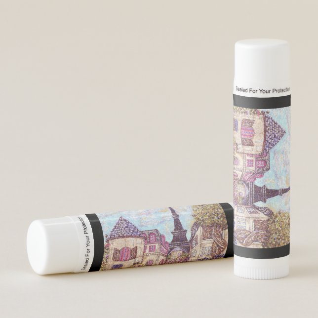 Paris Eiffel Tower inspired pointillism landscape Lip Balm (Front)