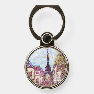 Paris Eiffel Tower inspired pointillism landscape Phone Ring Stand