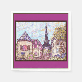 Paris Eiffel Tower inspired pointillism napkins
