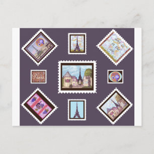 Paris Eiffel Tower inspired Postage postcard