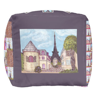 Paris Eiffel Tower inspired Square Pouf